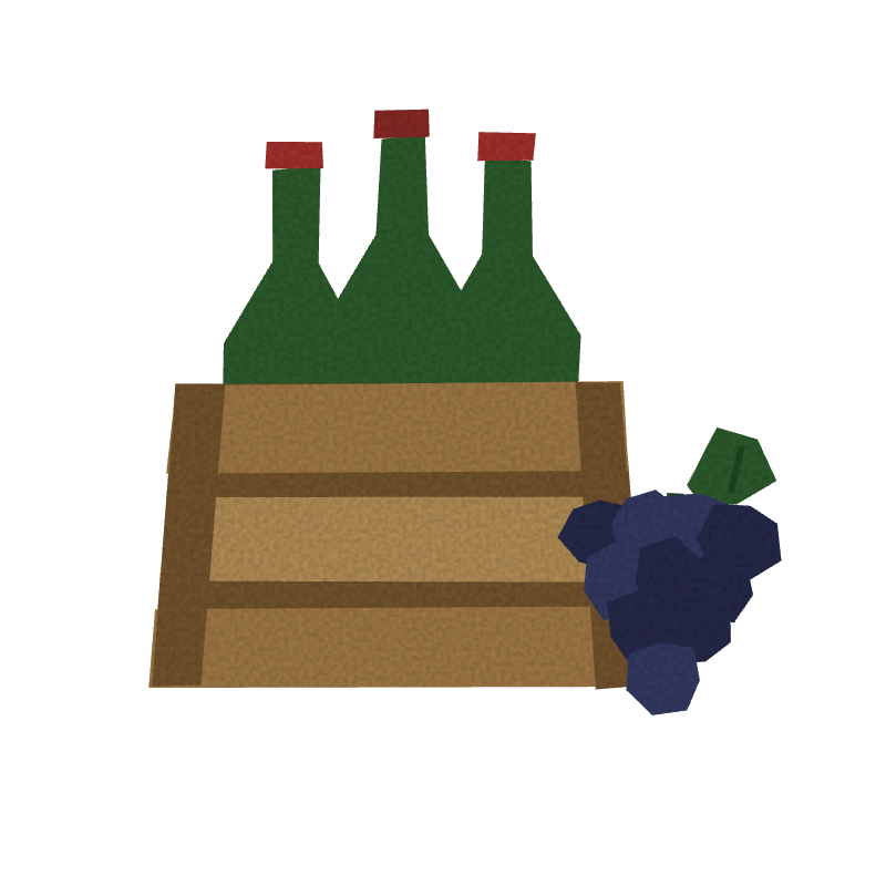 Wine crate with grapes